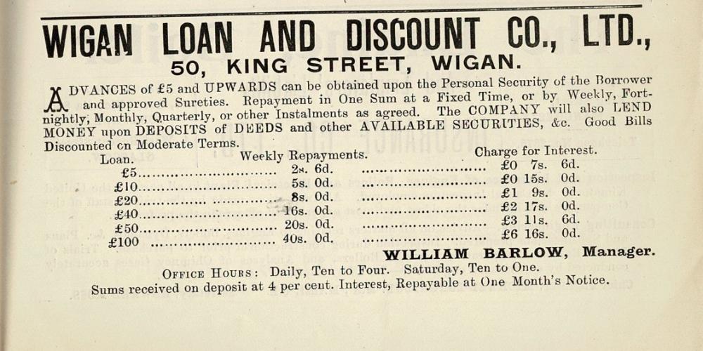 Wigan Loan Advert 1903