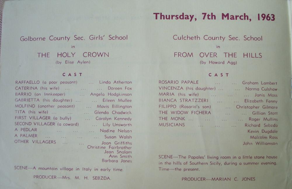 Golborne Council Drama Festival 1963