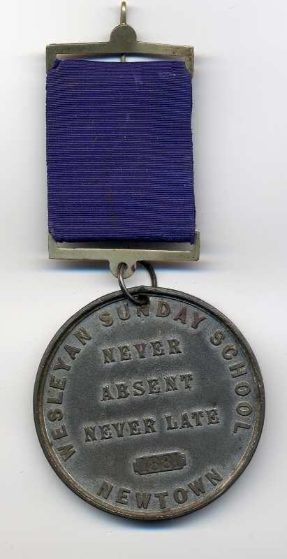 Rear of Wesleyan Sunday School medal.