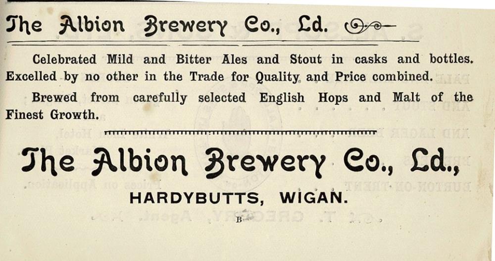 Albion Brewery  Advert 1903