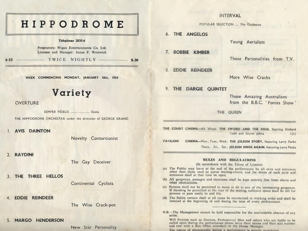 Programme January 18th 1954