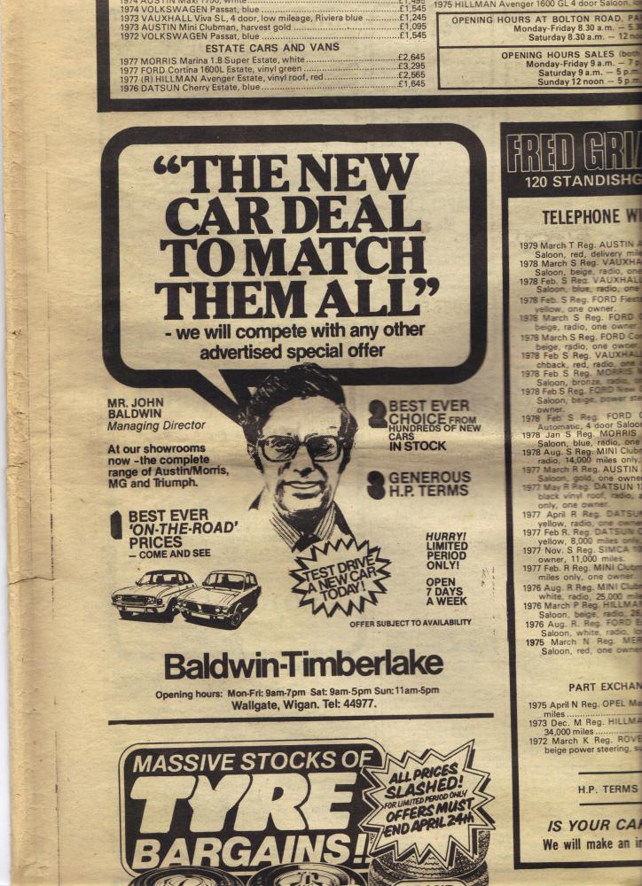 Baldwin-Timberlake Wallgate Advertised in the Wigan Observer 1979