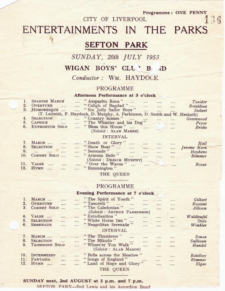 Wigan Boys Club Band 1953
