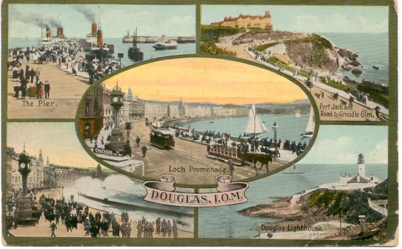Postcard, Douglas, Isle of Man, to Wigan