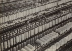 In the Card-room of a Big Cotton Mill - Click for larger picture