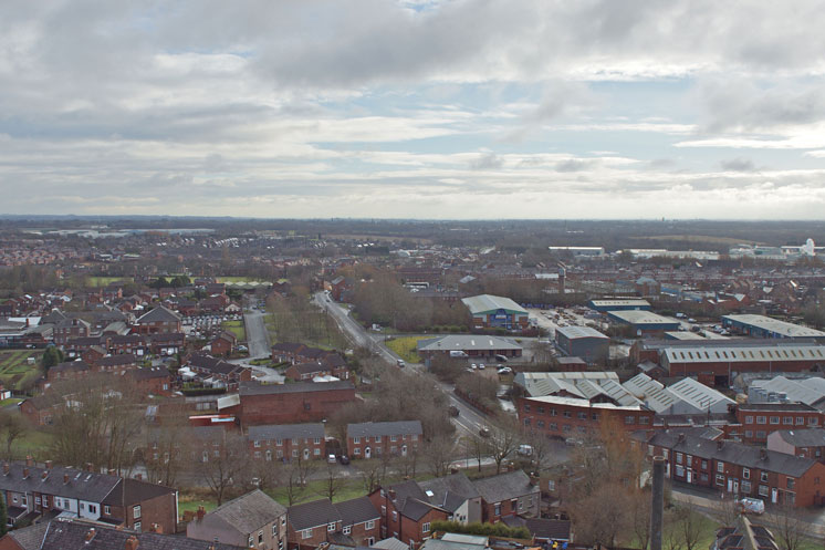 View from St. Catharines Church Spire, Scholes, Feb 2013.
