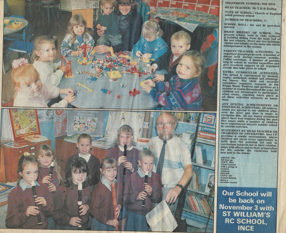 Ince C of E Primary School Newspaper cutting Oct 20th 1993 2 Ince C of E Primary School Newspaper cutting Oct 20th 1993 2
