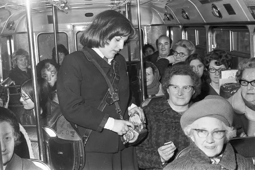 Wigan Bus conductress 1974 Wigan Bus conductress 1974
