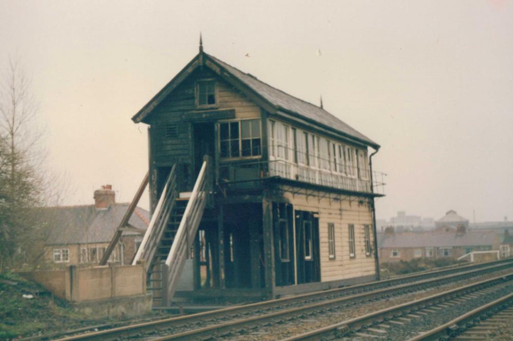 Burnt out signal box november 1984