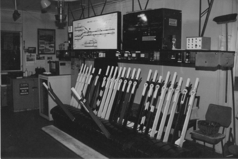 Inside Crow Nest Junction Signal Box in 1991