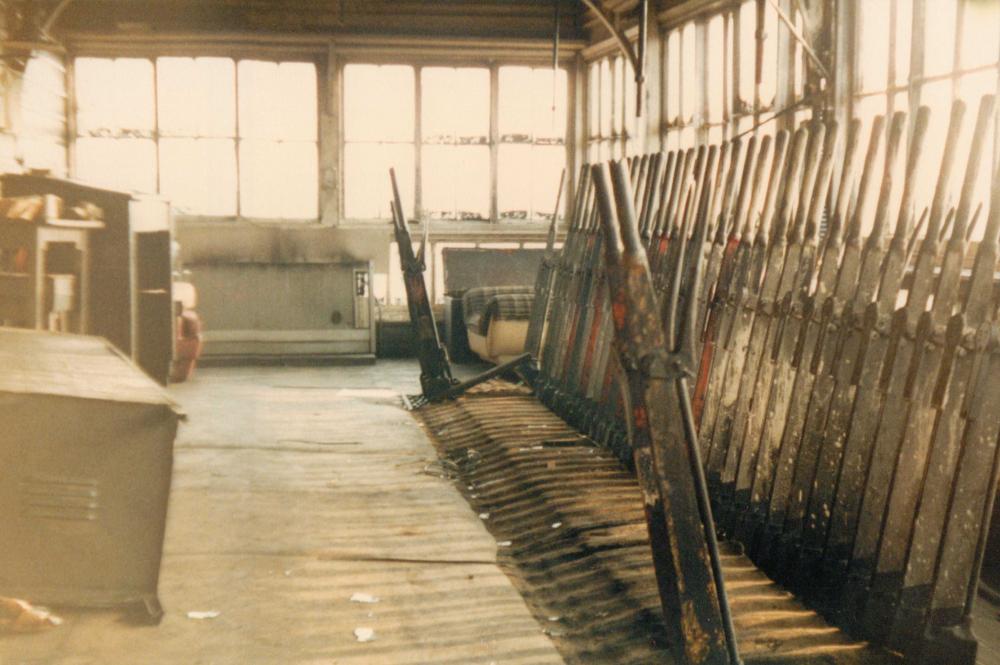 Burnt out signal box november 1984