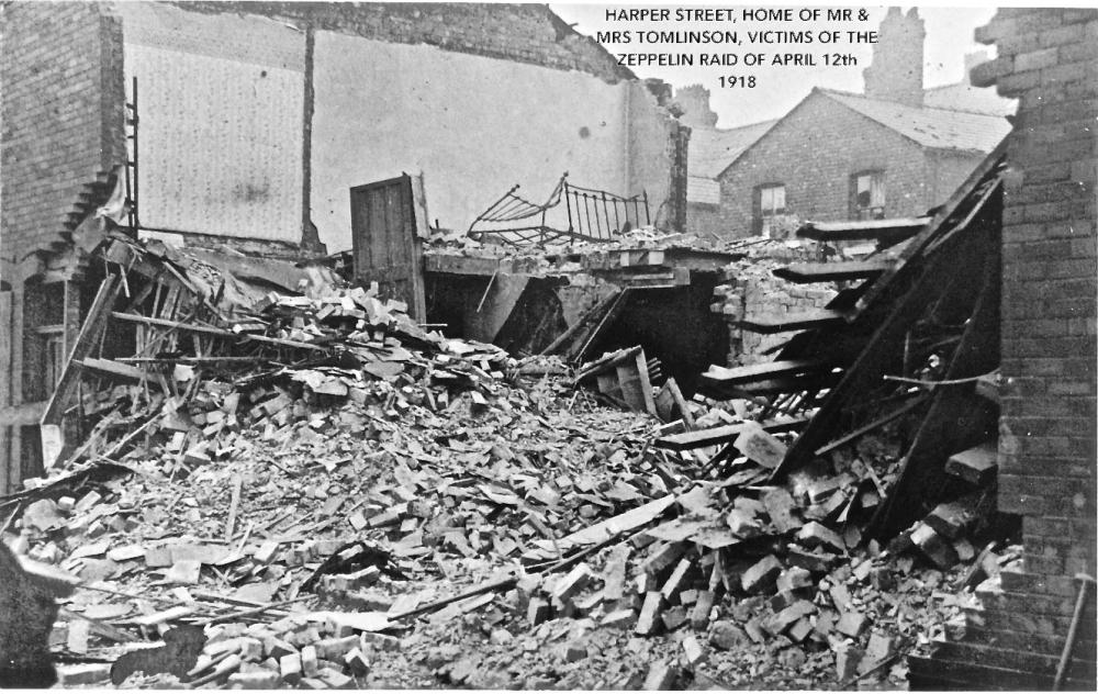 HARPER STREET 1918 ZEPPELIN BOMB DAMAGE