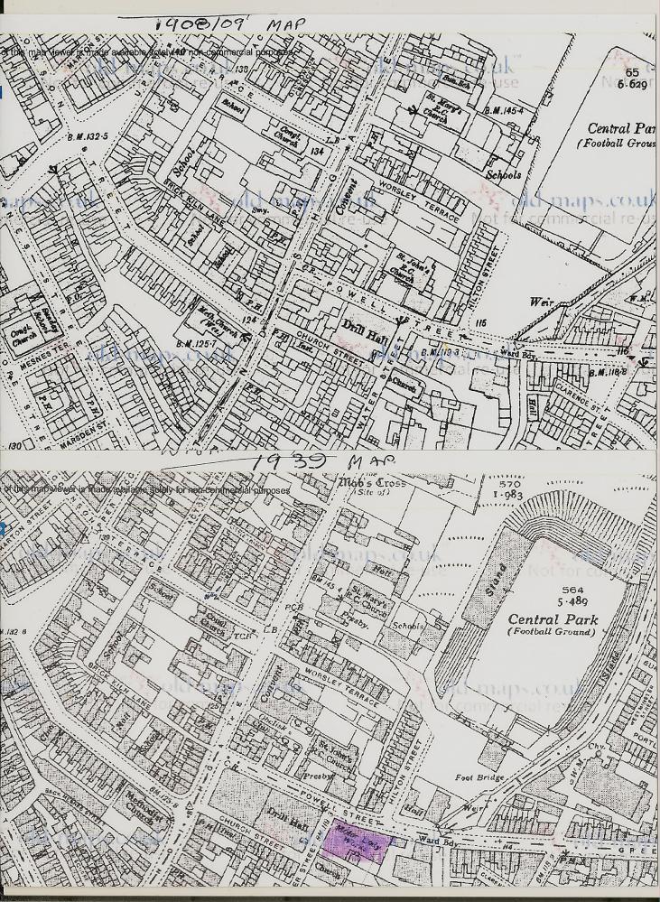 Old maps 1908 & 1939 showing Powell Street & Drill Hall.(Re previous Drill Hall Photos & Comments.)