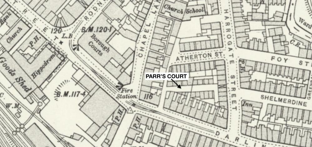 Parr’s Court, just off Darlington Street.