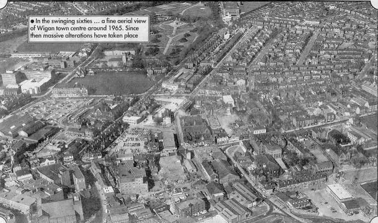 Aerial View of Wigan (Caption says 1965)