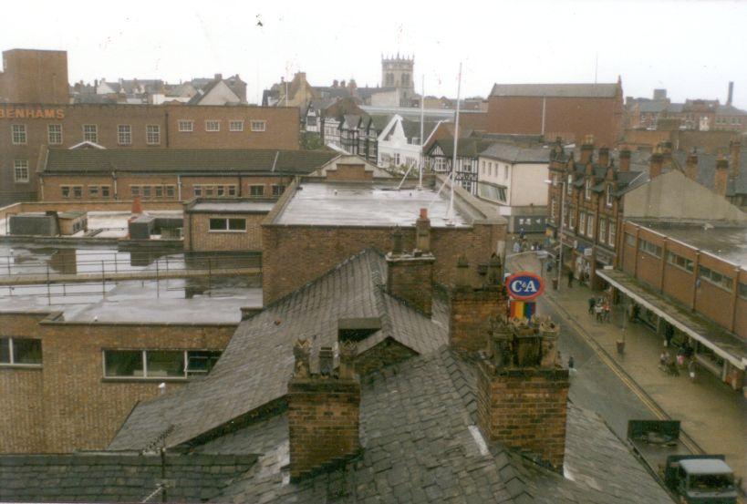 Standishgate, over the rooftops, 1980s.