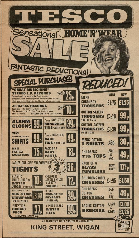 TESCO KING STREET PRICE LIST MAY 1971