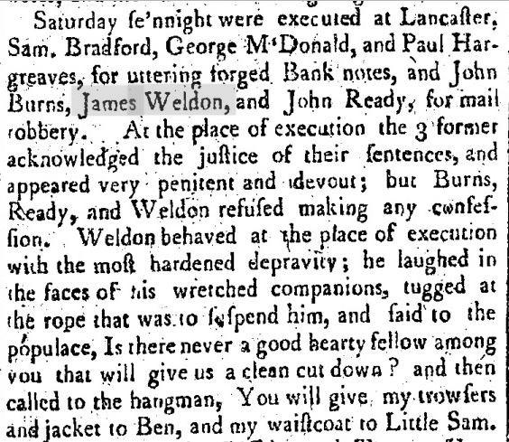 News article, April 1800.