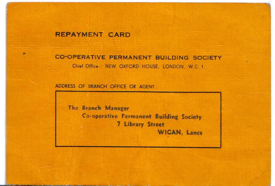 repayment card  for co-operative  Permanent Building Society