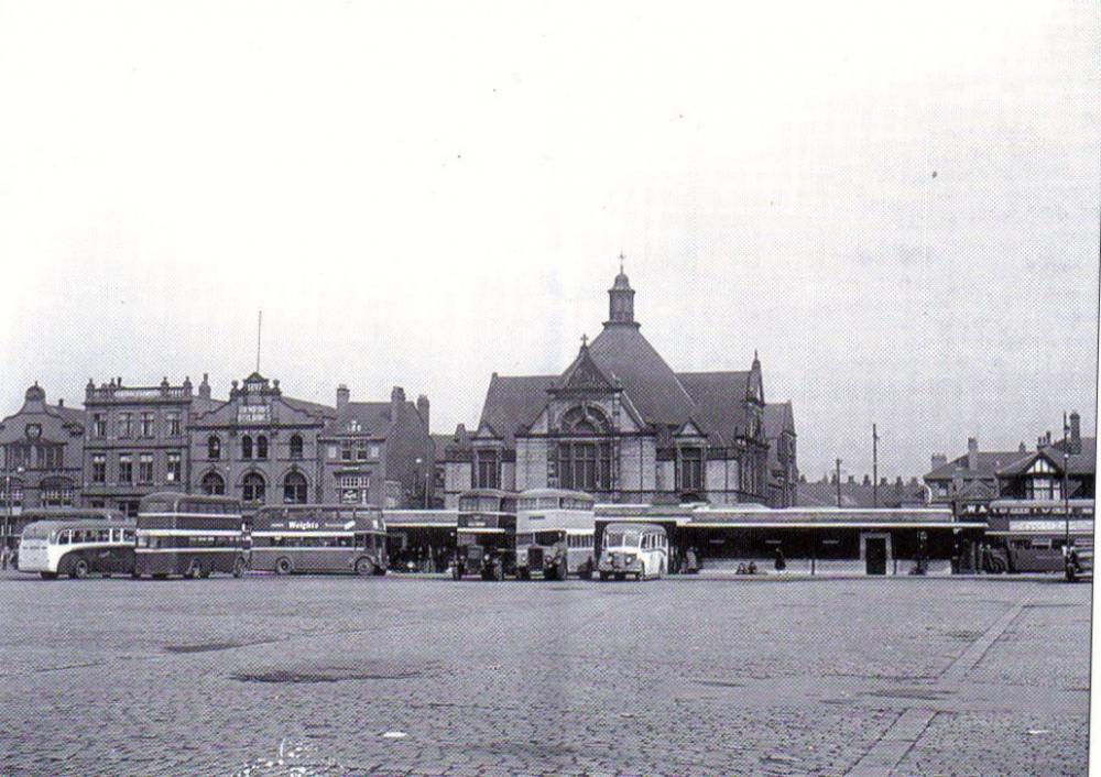 Cobbled market square in 1950s