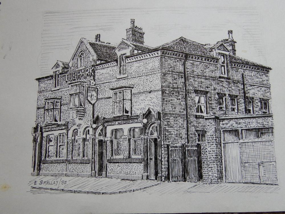 Pen and ink drawing of the Park Hotel