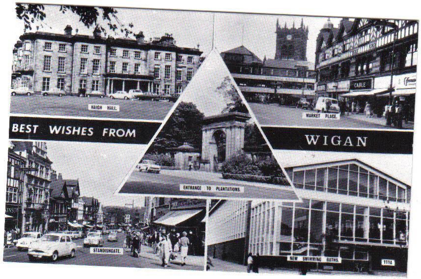 old postcard of wigan