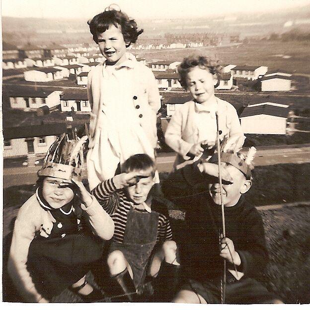 The Barnett clan at Norley Tip, 1957.