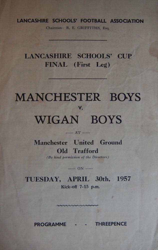 Manchester Boys v Wigan Boys 1957 Cover