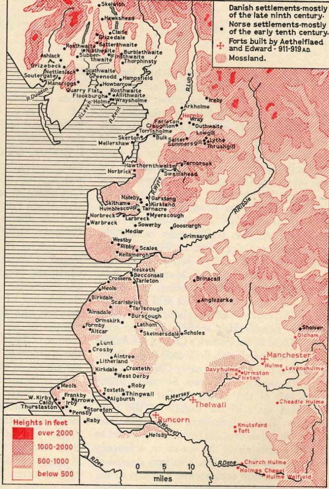 Map of Lancs c 920 A.D.