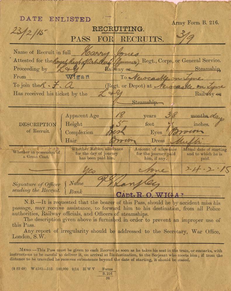 My Grandfather's enlistment paper from World War One