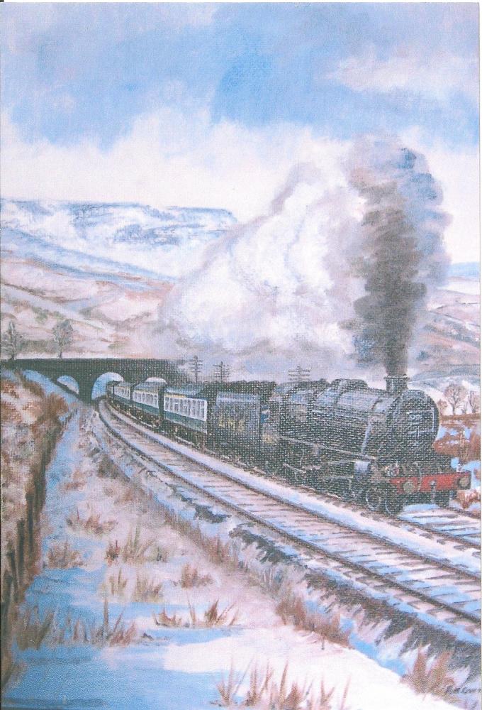 Painting of LMS 5305 by Standish Artist Robert Overton 1982.