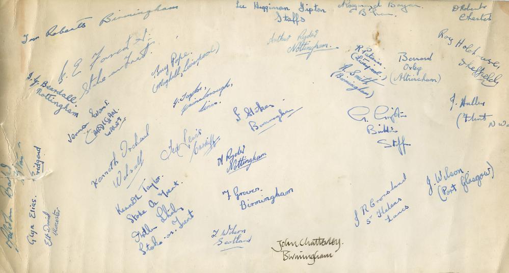 Kinmel Park Rhyl October 1956 after training (signatures)