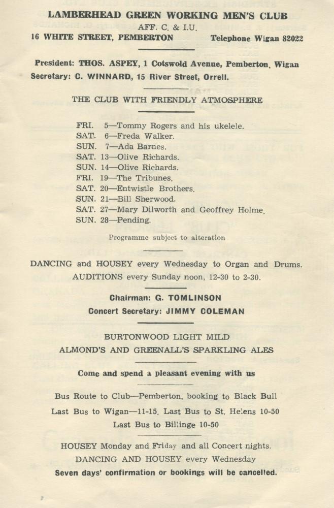 Page from CLUBLAND magazine March 1965