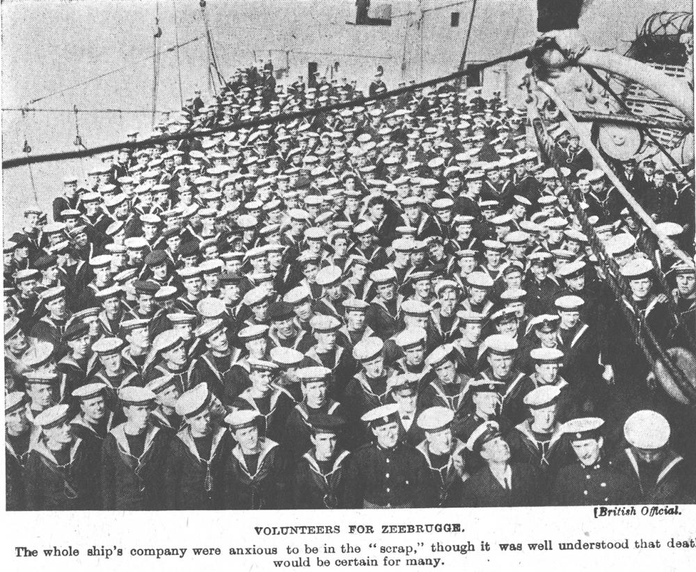 Volunteers from HMS Hindustan for Zeebrugge