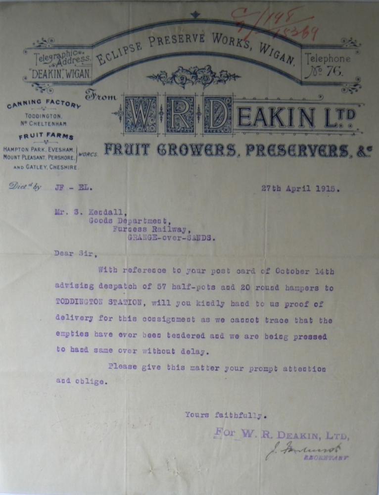 Deakins Letter 1915