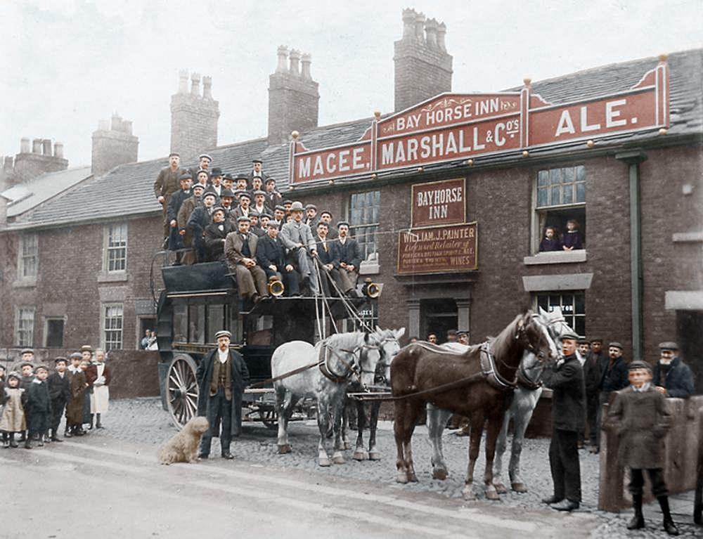 Bayhorse Inn, Warrington Road, Ashton. (Photo: Allan Hughes, colourised by George Chilvers)