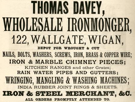 Davey Thomas, wholesale ironmonger, mill and colliery furnisher
