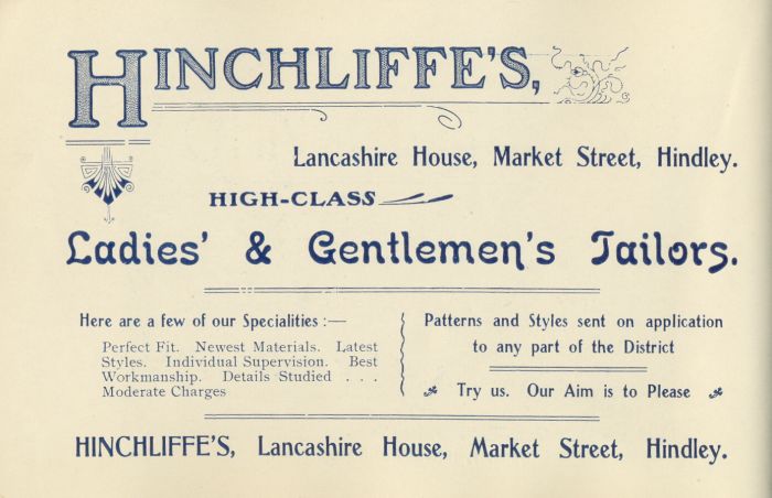 Hinchliffe's, Tailors, Hindley