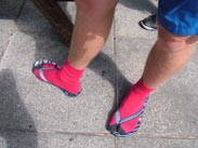 Pink socks and flip flops