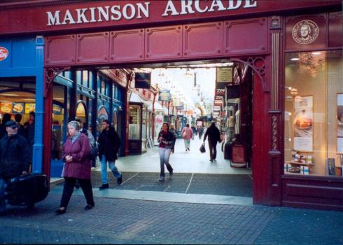 Looking up Makinson Arcade from The Galleries
