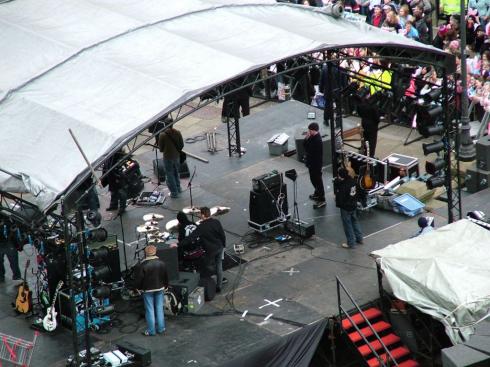 The stage on Market Place for McFly