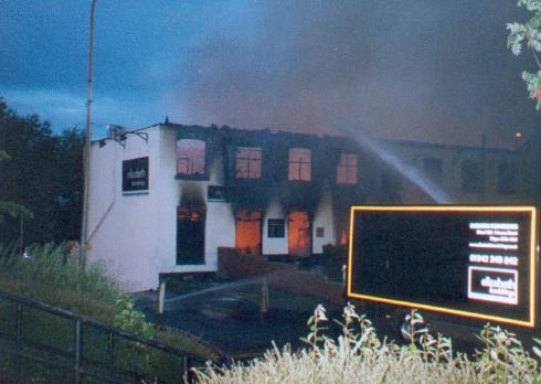 The fire at Wharf Mill in which Elizabeth Furnishings furniture store was gutted