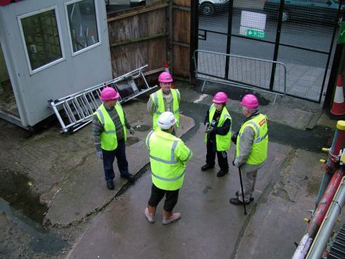 Start of the tour, complete with vests and pink hats!