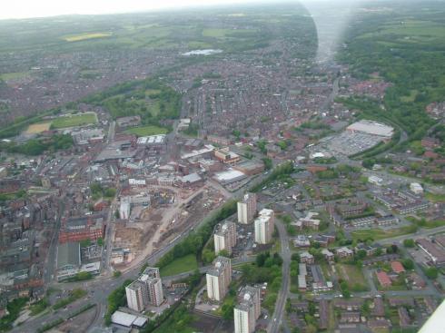 Aerial photo of Wigan and Millgate dig